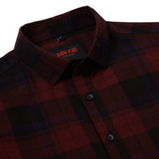 Plaid Flannel Slim Fit Full-Sleeve Shirt - Red and Black (GP083)
