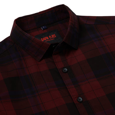 Plaid Flannel Slim Fit Full-Sleeve Shirt - Red and Black (GP083)