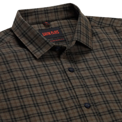 Brown and Black Plain Slim Fit Full Sleeve Shirt With Pocket (GP165)
