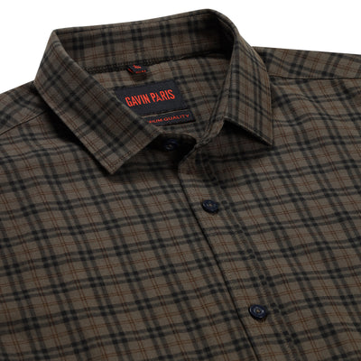 Brown and Black Plain Slim Fit Full Sleeve Shirt With Pocket (GP165)
