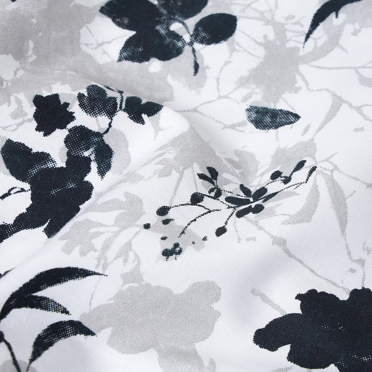 Half Sleeve Shirt- White with Black and Grey Floral Pattern (GP044)