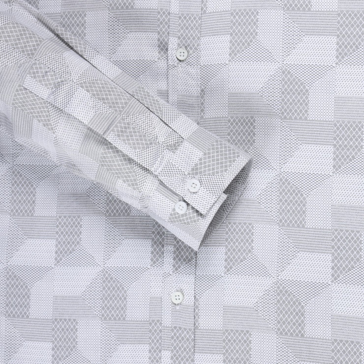 White Geometric Full Sleeve Shirt (GP199)