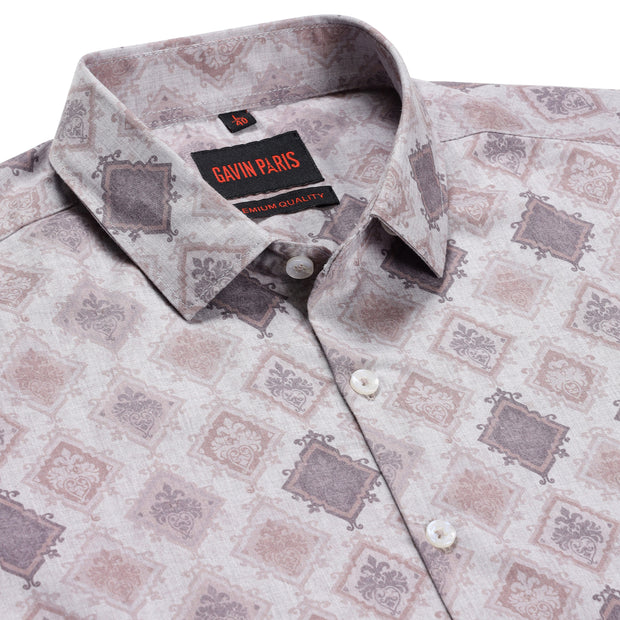 Vintage Geometric Pattern Slim Fit Full Sleeve Shirt (GP148)