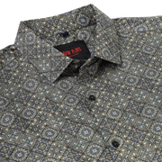 Grey and Blue Geometric Pattern Slim Fit Full-Sleeve Shirt (GP102)