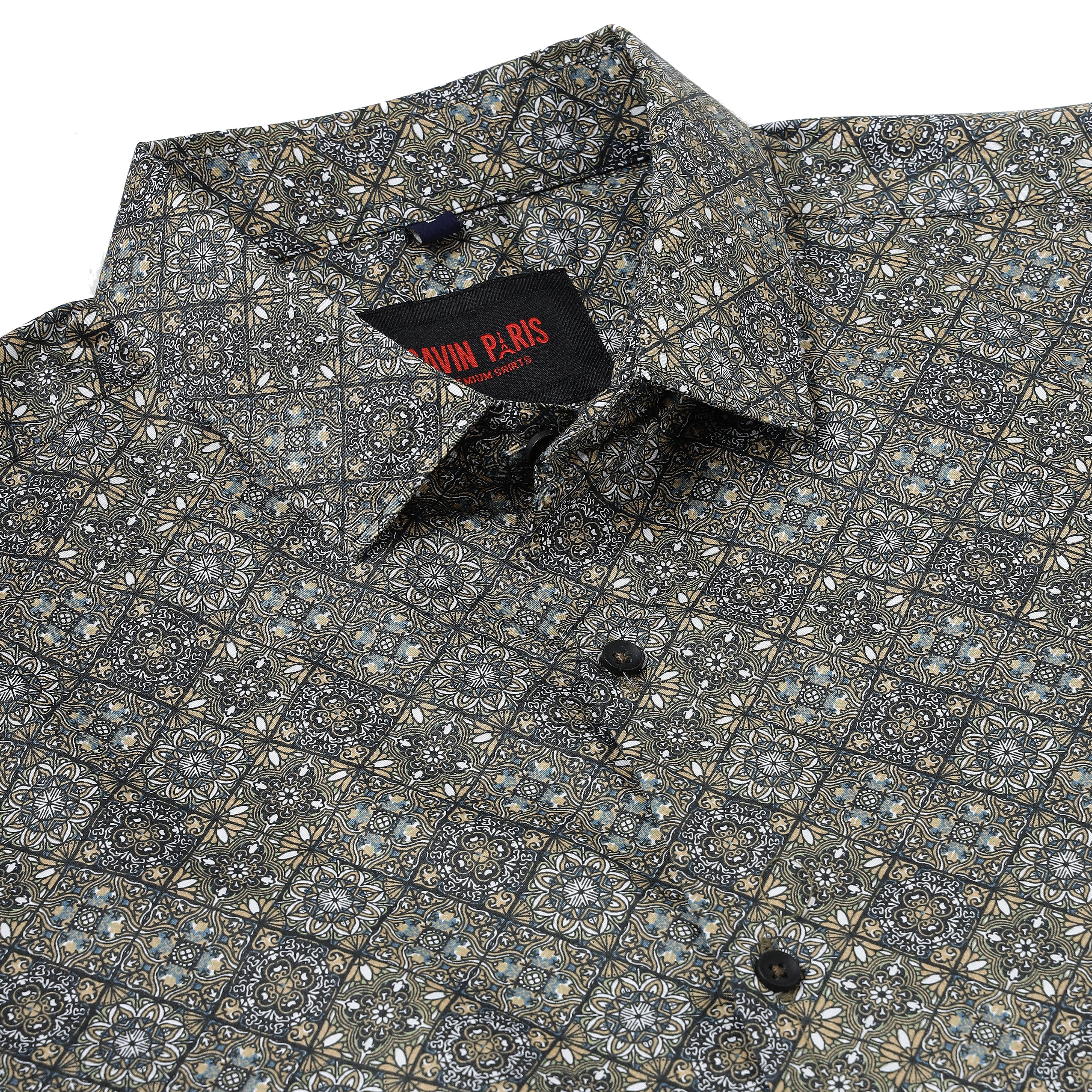 Torquise Printed Cotton Full Sleeve Shirt (GP102)