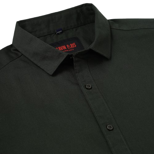 Dark Green Full-Sleeve Slim Fit Shirt (GP074)
