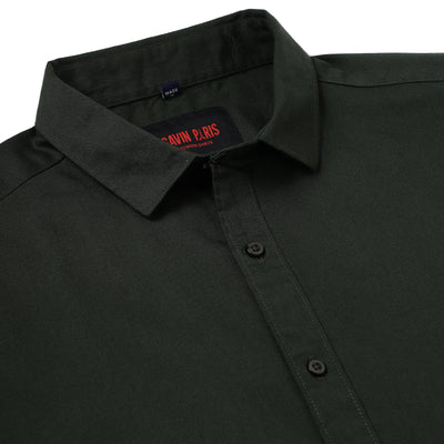 DARK GREEN SOLID COTTON FULL SLEEVE SHIRT (GP074)