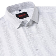 White with Grey Vertical Pattern Slim Fit Full Sleeve Shirt (GP027)