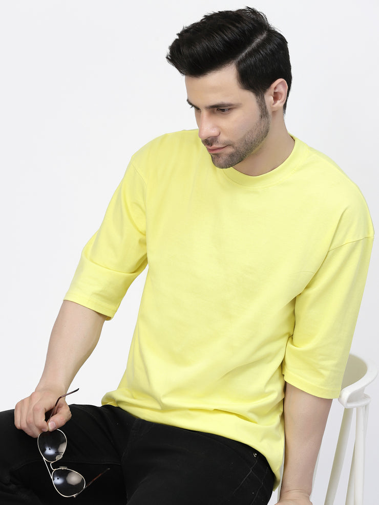 Lemon Yellow Plain Oversized Drop Shoulder Unisex Tshirt By Gavin Paris