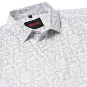 White with Floral Pattern Slim Fit Full Sleeve Shirt  (GP019)