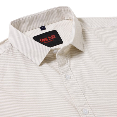 Beige Striped Slim Fit Full-Sleeve Shirt (GP079)