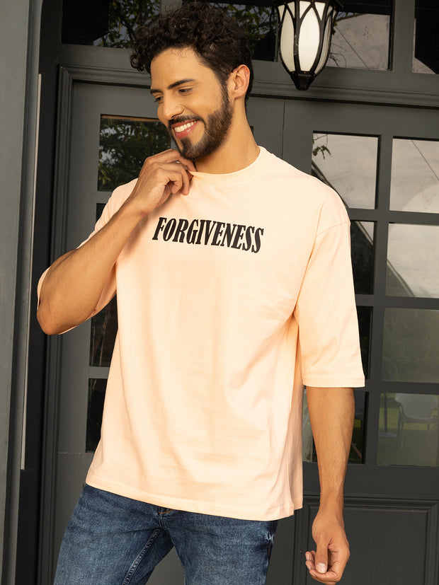 Forgiveness Peach Oversized Both Side Printed Tee