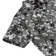 Half Sleeve Slim Fit Shirt- Grey with Black and White Floral Pattern (GP043)