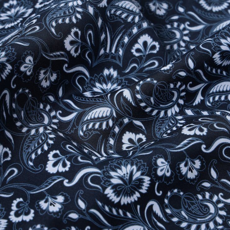 Navy Blue with White Floral Pattern Full Sleeve Shirt (GP024)