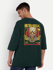 Colosal Titan Dark Green Back Oversize Drop shoulder Tee by Gavin Paris