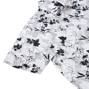 Half Sleeve Slim Fit Shirt- White with Black and Grey Floral Pattern (GP044)