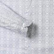 Full Sleeve Shirt - White with Grey Ornate Pattern (GP010)