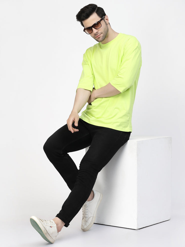 Neon Green Plain Oversized Unisex Tee By Gavin Paris