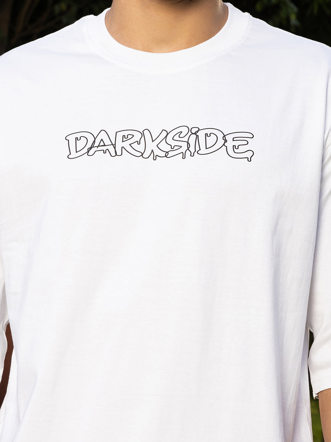 Darkside White Oversized Drop shoulder Tee by Gavin Paris