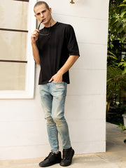 Super Villan Anime Black Drop Shoulder Oversized Tee by Gavin Paris