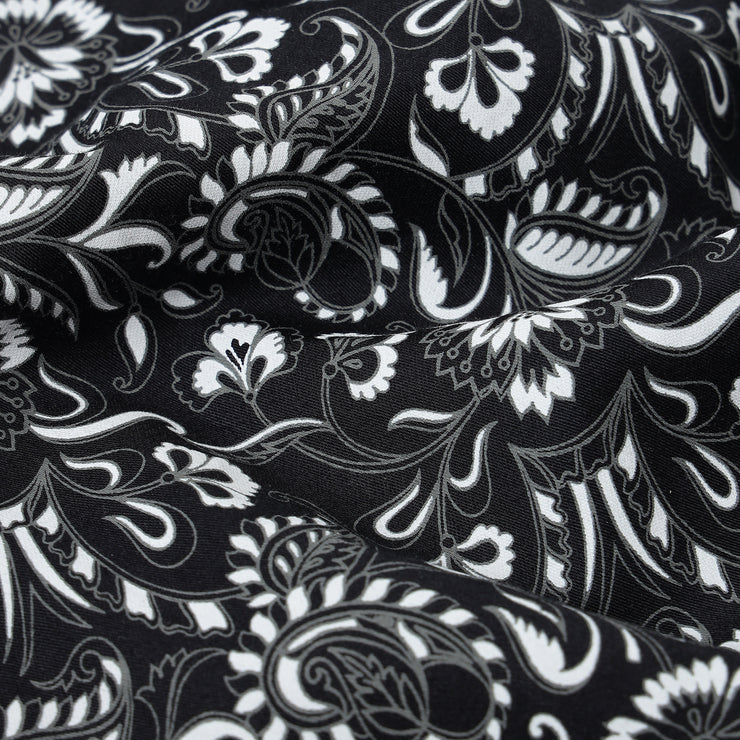 Black with White Floral Pattern Full Sleeve Shirt (GP023)