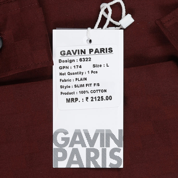 Maroon Checkered Slim Fit Full Sleeve Shirt (GP174)