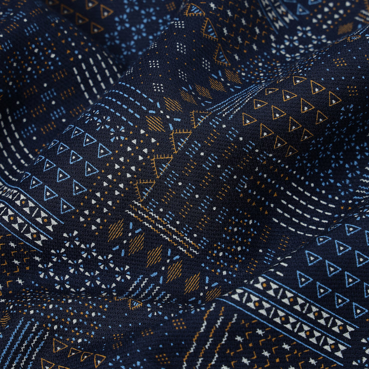 Navy Blue with Geometric Pattern Full Sleeve Shirt (GP104)