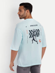 Japanese Aqua Blue Oversized Drop Shoulder Tee