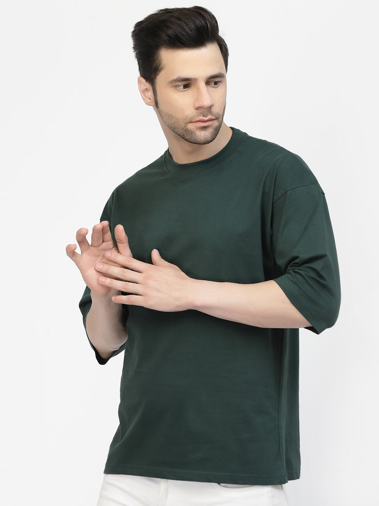 Bottle Green Oversized Drop Shoulder Unisex Tshirt By Gavin Paris