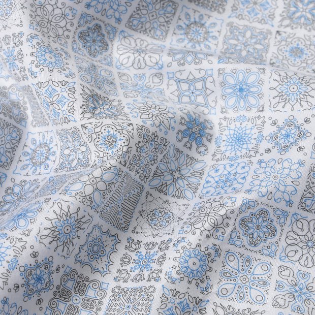 Blue and Grey Geometric Pattern Slim Fit Full Sleeve Shirt (GP014)