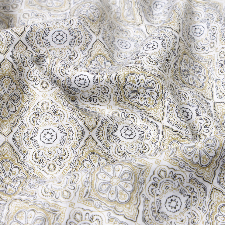 White with Gold and Black Ornate Pattern Slim Fit Full Sleeve Shirt (GP009)