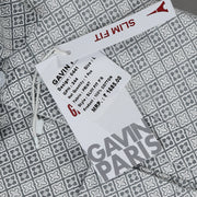 Micro Geometric Print  Slim Fit Full Sleeve Shirt - Grey and White (GP244)