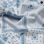 White and Blue Patterned Full-Sleeve Shirt (D012)