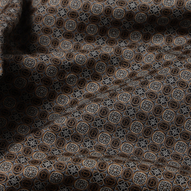 MENS BROWN CIRCLE PRINT FULL SLEEVE SHIRT (GP031)