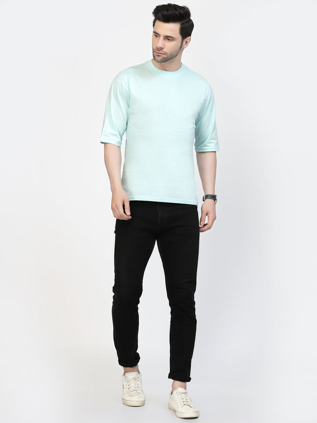 Aqua Blue Plain Oversized Drop Shoulder Unisex Tshirt By Gavin Paris