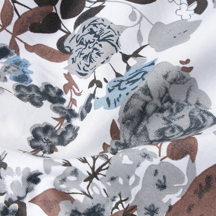 White with Multicolor Floral Pattern Slim Fit  Full Sleeve Shirt (GP052)