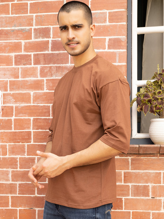 Happy Angel Brown Oversized T-shirt