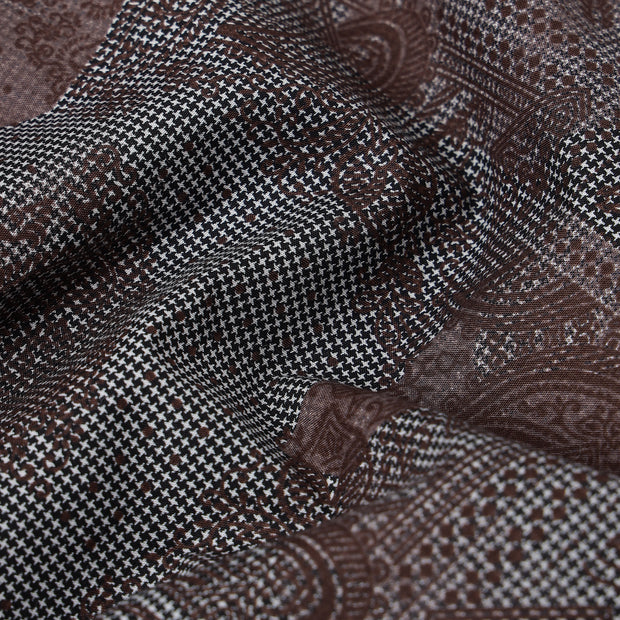 Brown with Paisley and Geometric Pattern Slim Fit Full Sleeve Shirt (GP056)