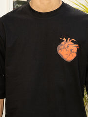 Red Heart Black Oversized Unisex Tee By Gavin Paris