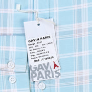 Aqua Blue Checkered Slim Fit Men's Full Sleeve Shirt (GP339)