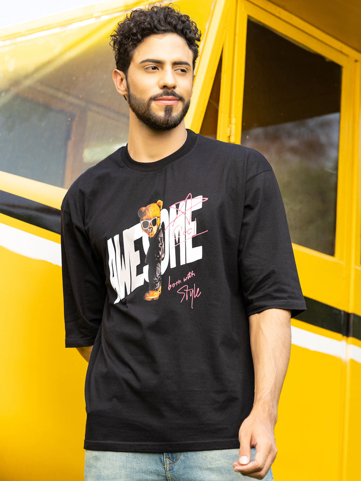 Awesome Black Oversized Drop shoulder Tee by Gavin Paris