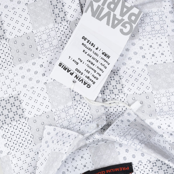 White Checkered Slim Fit Full Sleeve Shirt (GP201)