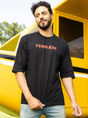 Fearless Black Oversized Drop shoulder Tee by Gavin Paris