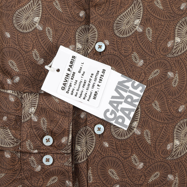 Brown with Paisley Pattern Full Sleeve Shirt (GP154)