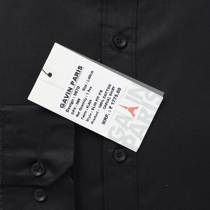 Black Solid Full-Sleeve Shirt (GP066)