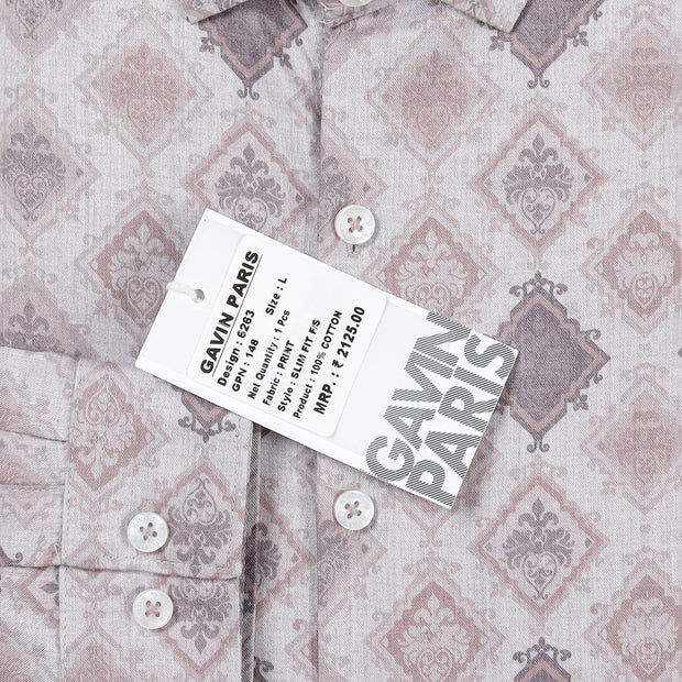 Vintage Geometric Pattern Slim Fit Full Sleeve Shirt (GP148)