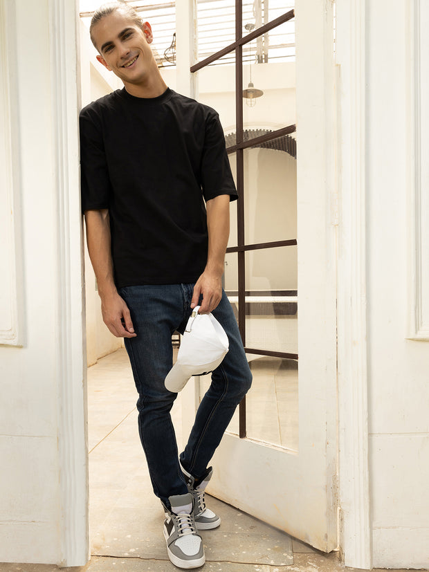 Happy Angel Black Oversized T-shirt