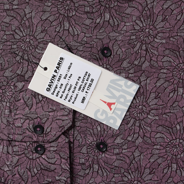 BURGANDY FLOWER PRINT FULL SLEEVE SHIRT (GP018)