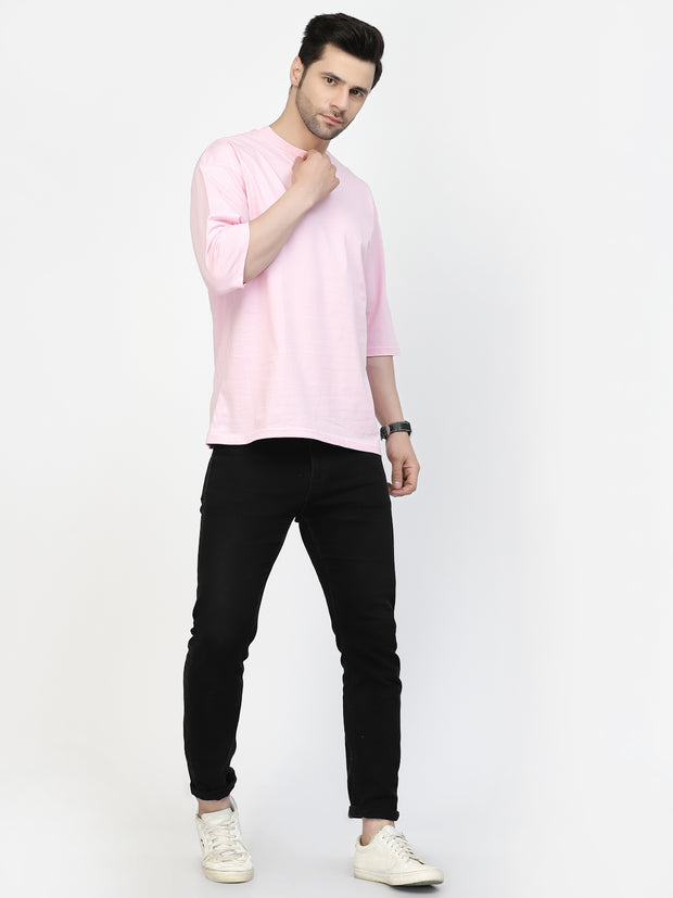 Pink Plain Oversized Drop Shoulder Unisex Tshirt By Gavin Paris