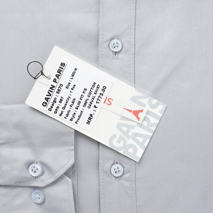 Steel Grey Solid Full-Sleeve Shirt (GP067)